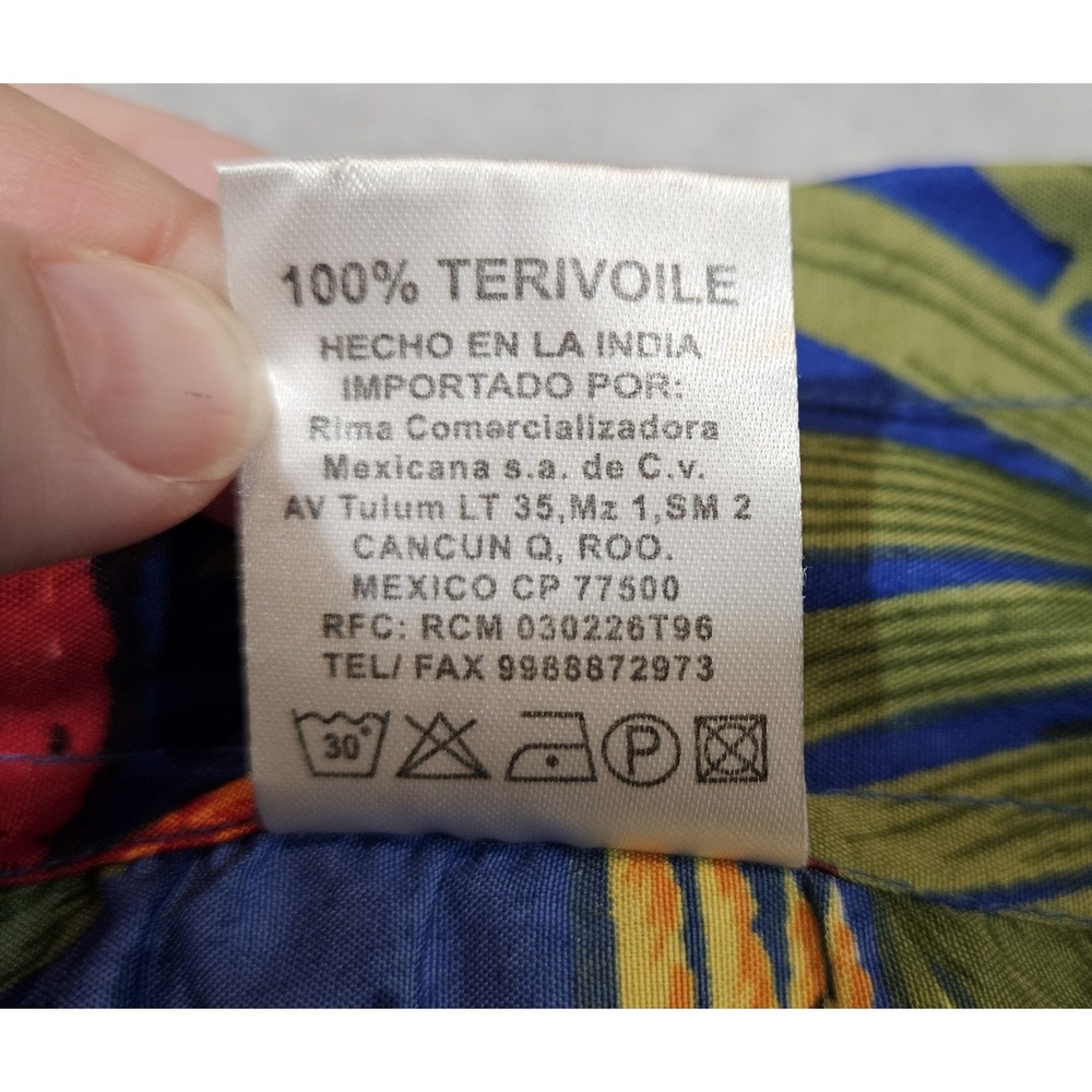 Rima Hawaiian Shirt Blue Parrot Floral Tropical Print Men's Size XL - Picture 3 of 6